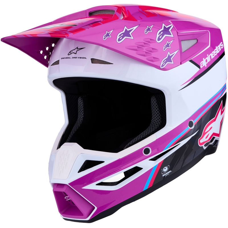 Alpinestars S-M3 Falcon kaciga za motokros ljubičasto-bijelo-fluo roza