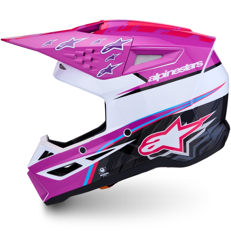 Alpinestars S-M3 Falcon kaciga za motokros ljubičasto-bijelo-fluo roza