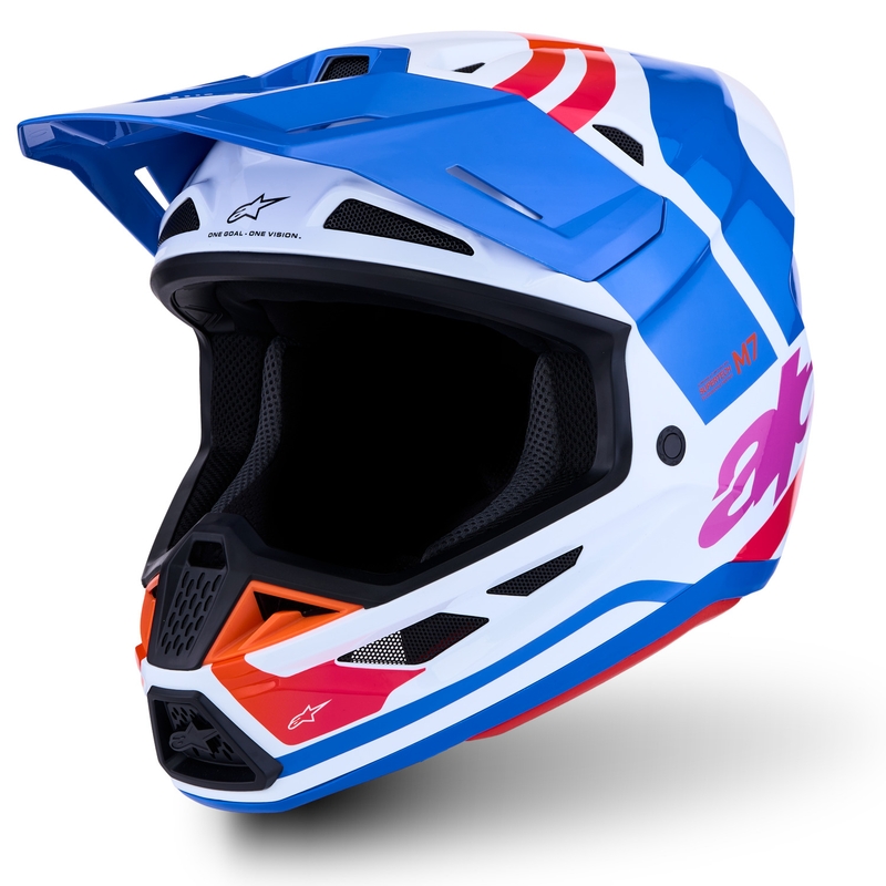 Alpinestars Supertech S-M7 Core motocross kaciga bijelo-plavo-narančasta