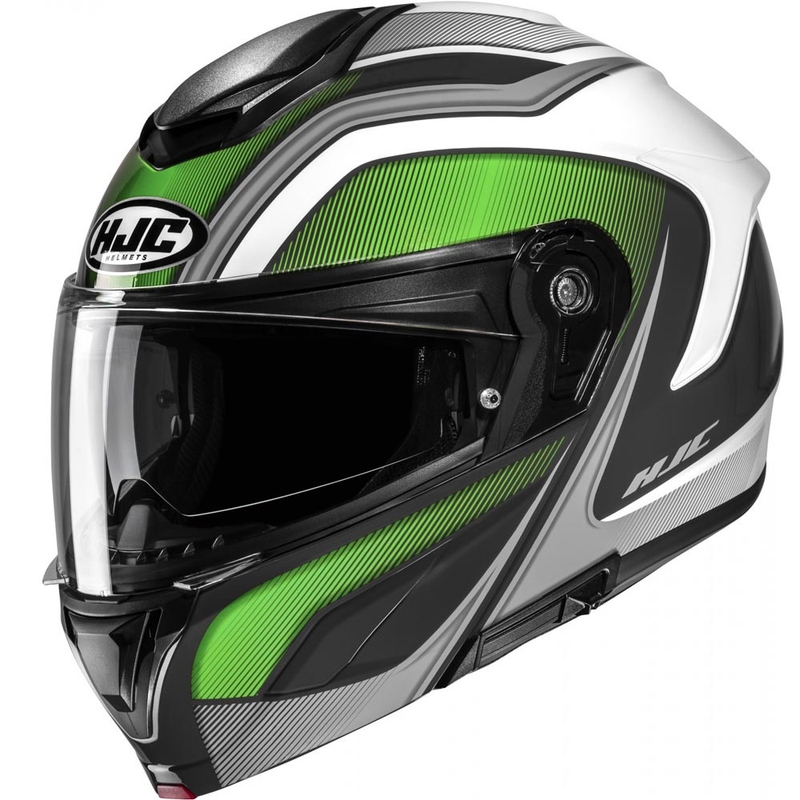 Preklopna motociklistička kaciga HJC C92 Sirius MC4 crno-bijelo-srebrno-zelena