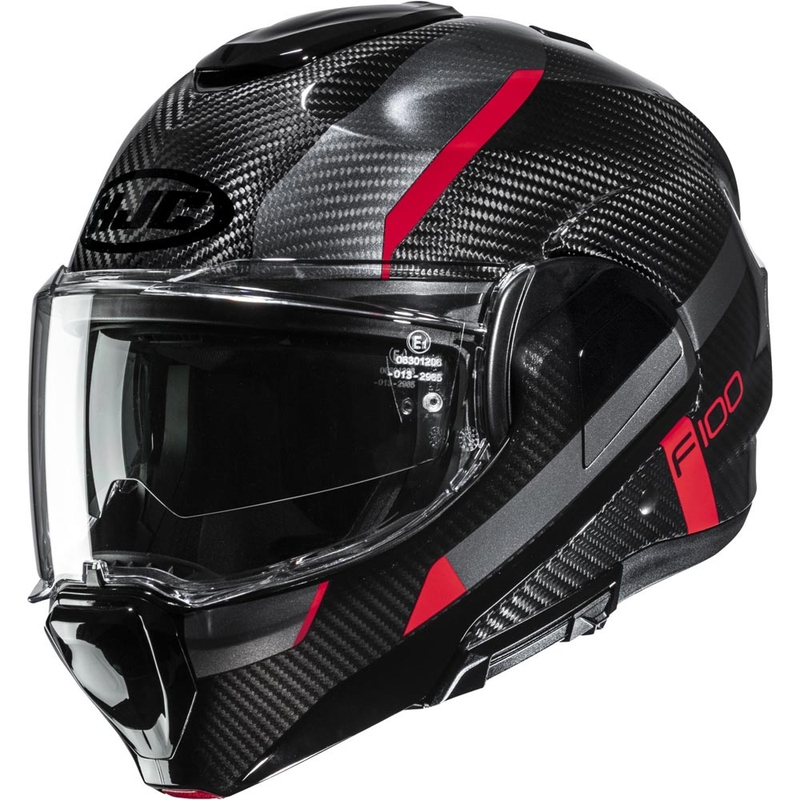 HJC F100 Carbon Askan MC1 preklopna motociklistička kaciga crno-crvena