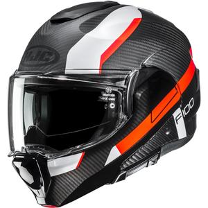 Preklopna motociklistička kaciga HJC F100 Carbon Askan MC6HSF crno-narančasto-bijelo-crveno