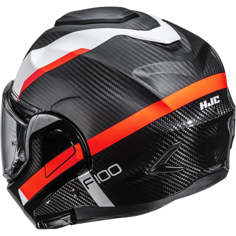 Preklopna motociklistička kaciga HJC F100 Carbon Askan MC6HSF crno-narančasto-bijelo-crveno