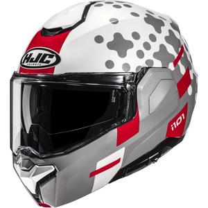 Preklopna motociklistička kaciga HJC i101 Astel MC1 bijelo-sivo-crvena
