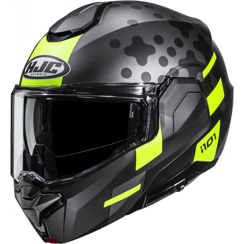 Preklopna motociklistička kaciga HJC i101 Astel MC3HSF crno-sivo-fluo žuta