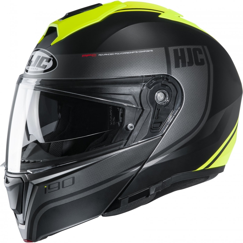 Preklopna motociklistička kaciga HJC i90 Davan MC4HSF crno-siva-fluo žuta
