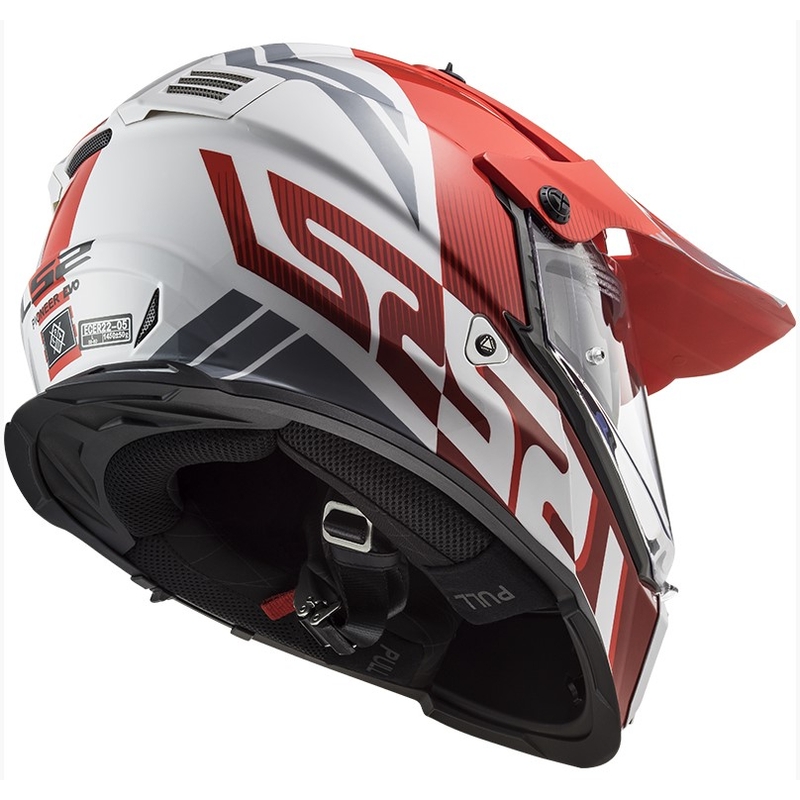 Enduro kaciga LS2 MX436 Pioneer EVO Evolve bijelo-sivo-crvena