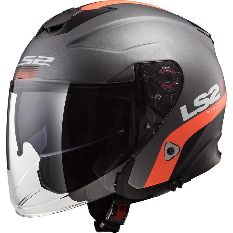 Otvorena motociklistička kaciga LS2 OF521 Infinity Smart titan-narančasta