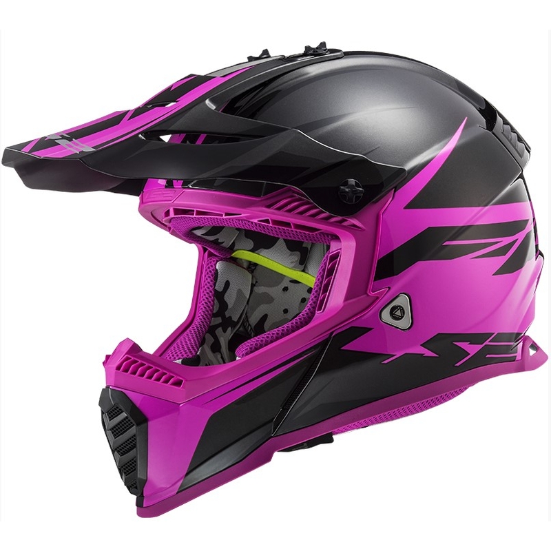 Motocross kaciga LS2 MX437 Fast Evo Roar crno-ljubičasta