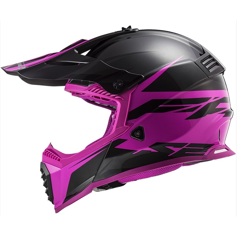 Motocross kaciga LS2 MX437 Fast Evo Roar crno-ljubičasta