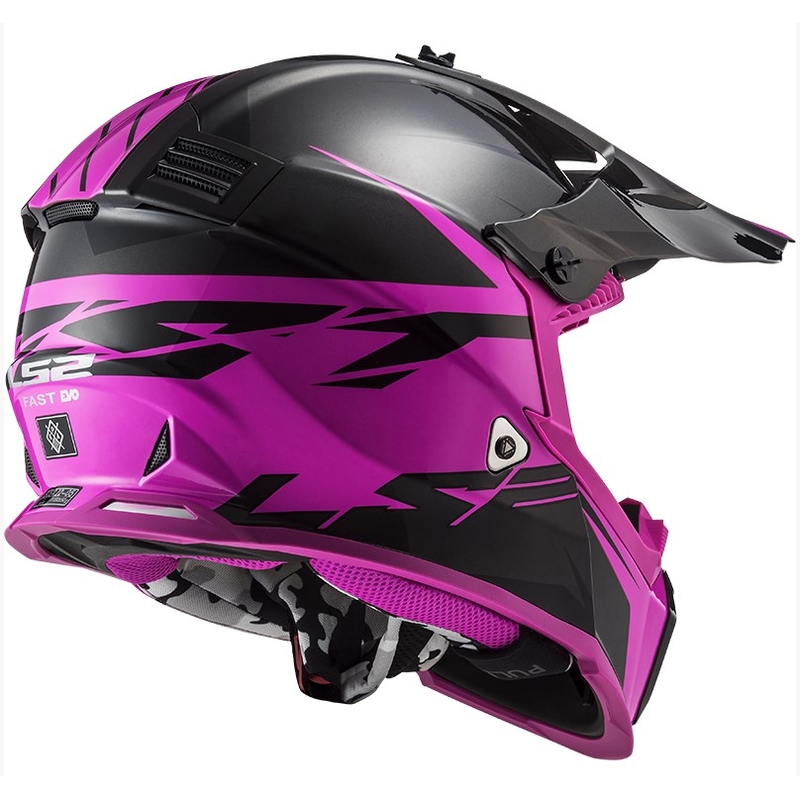 Motocross kaciga LS2 MX437 Fast Evo Roar crno-ljubičasta