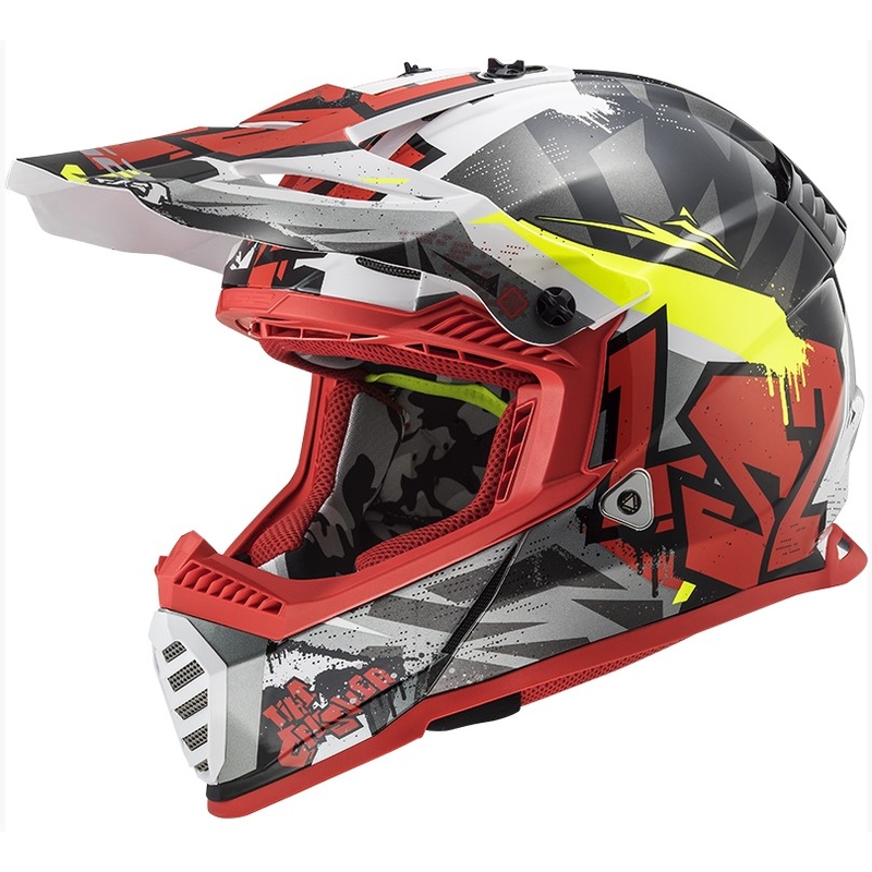 Motocross kaciga LS2 MX437 Fast Evo Crusher crno-crvena-fluo žuta
