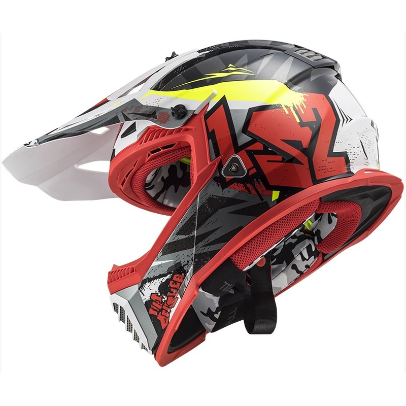 Motocross kaciga LS2 MX437 Fast Evo Crusher crno-crvena-fluo žuta