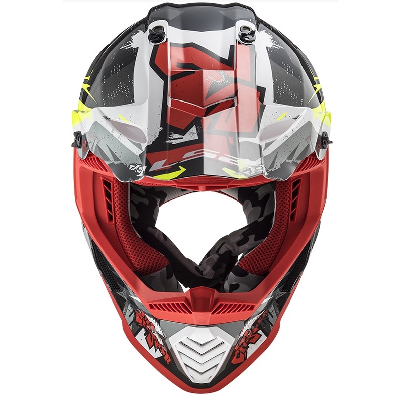 Motocross kaciga LS2 MX437 Fast Evo Crusher crno-crvena-fluo žuta