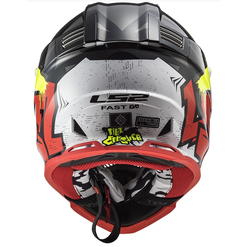 Motocross kaciga LS2 MX437 Fast Evo Crusher crno-crvena-fluo žuta
