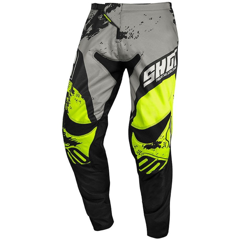 Motocross hlače Shot Contact Shadow sivo-crno-fluo žute