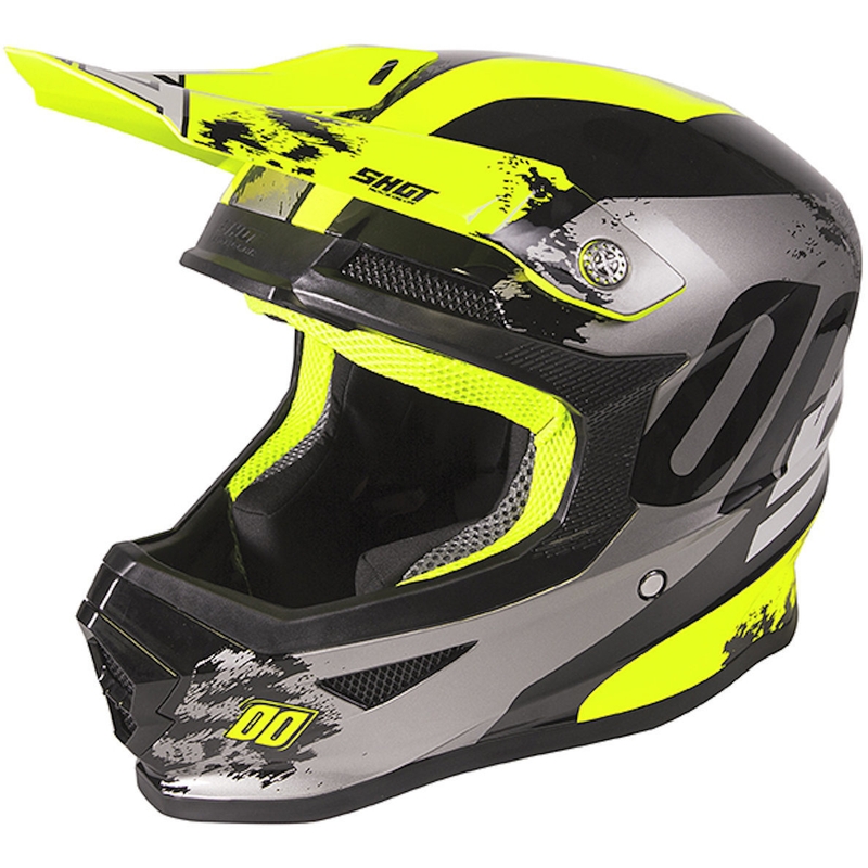 Dječja kaciga za motocross Shot Furious Shadow crno-siva-fluo žuta