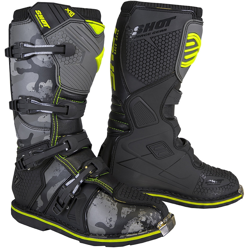 Dječje motorističke čizme Shot K10 2.0 crne-camo-fluo žute rasprodaja