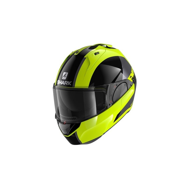 SHARK EVO-ES Endless Flip Up kaciga Black-Silver-Fluo Yellow rasprodaja