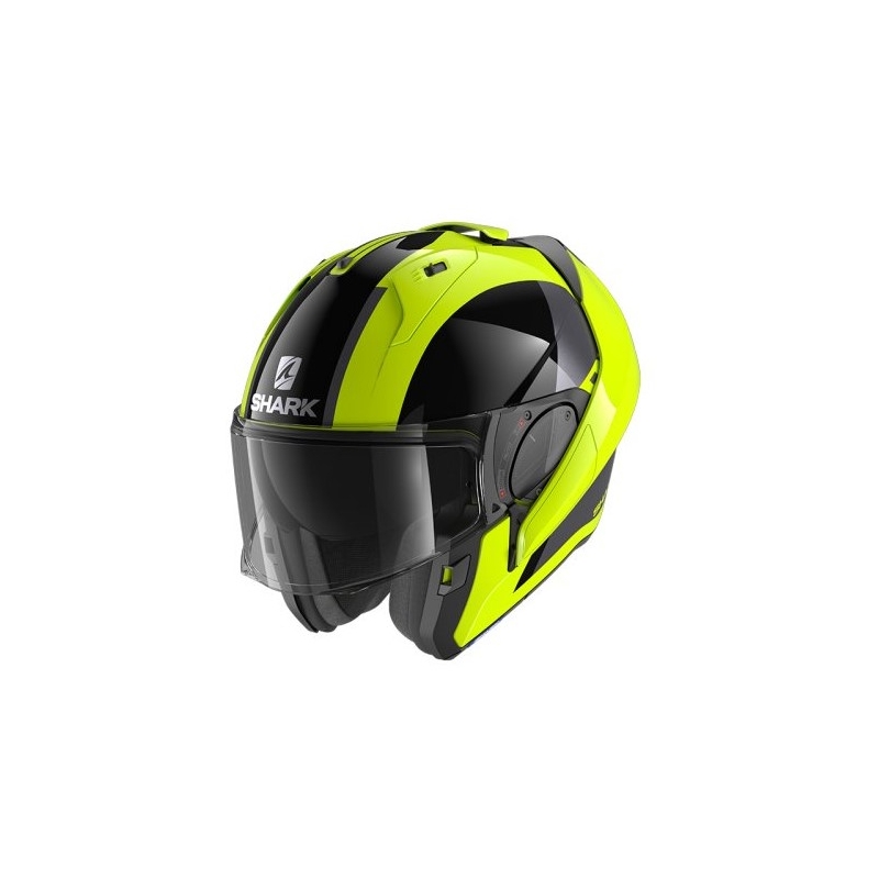 SHARK EVO-ES Endless Flip Up kaciga Black-Silver-Fluo Yellow rasprodaja