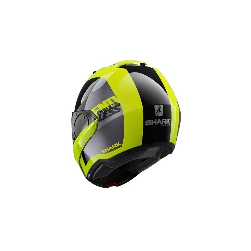 SHARK EVO-ES Endless Flip Up kaciga Black-Silver-Fluo Yellow rasprodaja