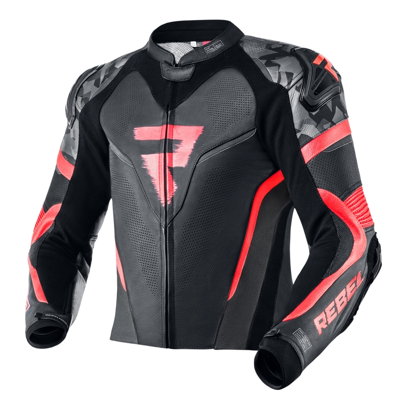 Motociklistička jakna Rebelhorn Rebel crno-fluo crvena rasprodaja