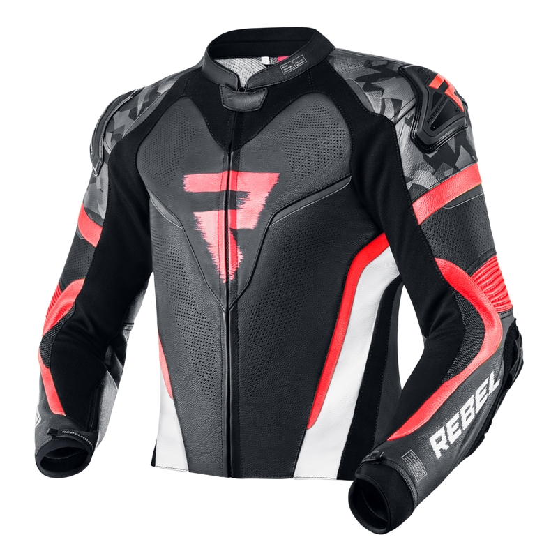 Motoristička jakna Rebelhorn Rebel crno-bijela-fluo crvena rasprodaja