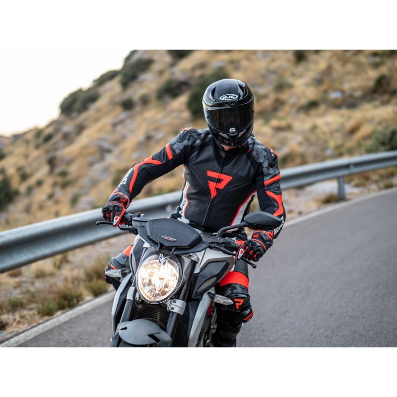 Motoristička jakna Rebelhorn Rebel crno-bijela-fluo crvena rasprodaja