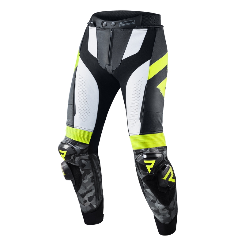 Motorističke hlače Rebelhorn Rebel crno-bijele-fluo žute rasprodaja