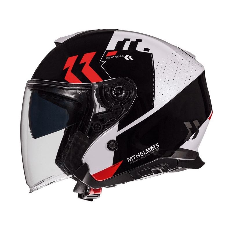 Otvorena motociklistička kaciga MT Thunder 3 SV Venus crno-bijelo-crvena