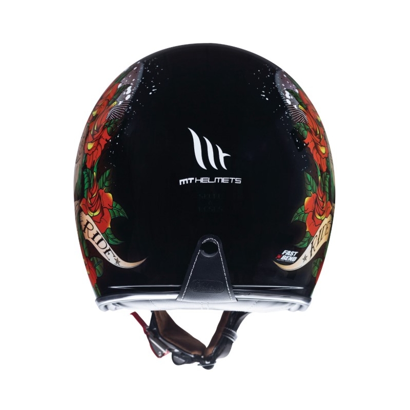 Otvorena motociklistička kaciga MT LeMans 2 SV SKULL&amp;ROSES crno-crvena