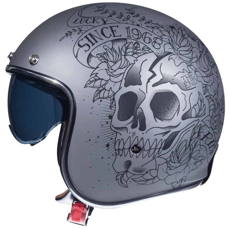 Otvorena motociklistička kaciga MT LeMans 2 SV SKULL&amp;ROSES siva mat