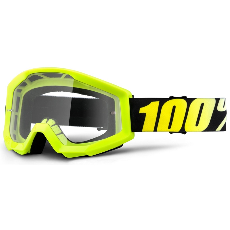 Naočale za motocross 100% Strata Black-Fluo Yellow (prozirni pleksiglas)