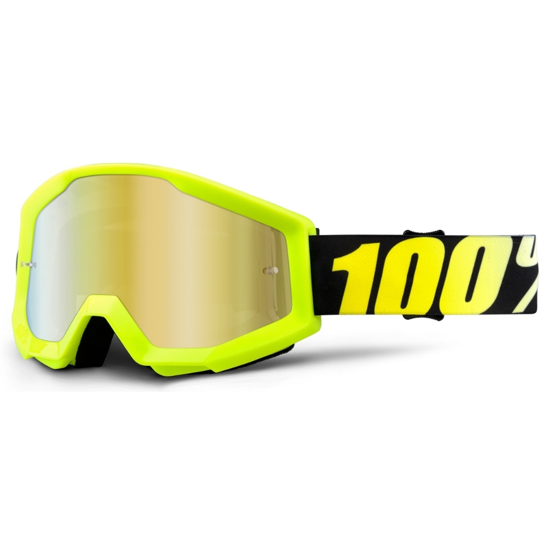 Naočale za motocross 100% Strata Black-Fluo Yellow (Gold Chrome Plexi)
