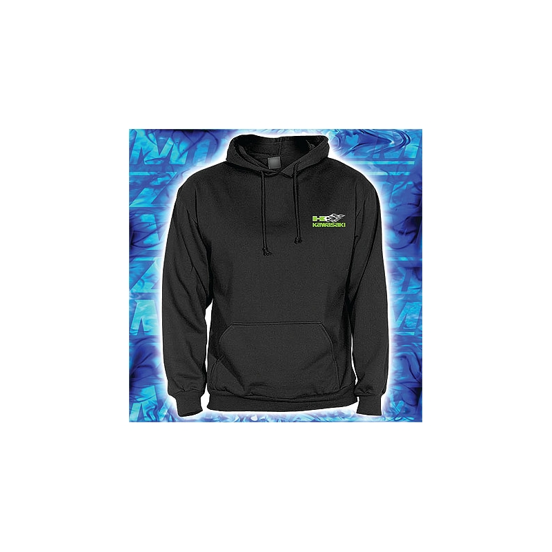Sweatshirt s Kawasaki motivom crne boje s kapuljačom rasprodaja