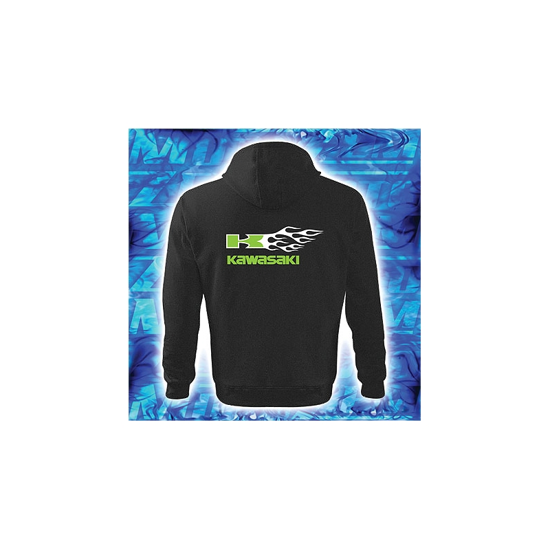 Sweatshirt s Kawasaki motivom crne boje s kapuljačom rasprodaja