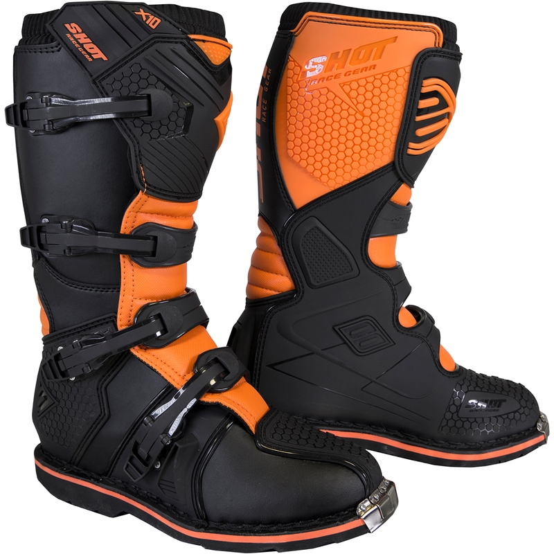 Motorističke čizme Shot X10 2.0 crno-fluo narančaste rasprodaja