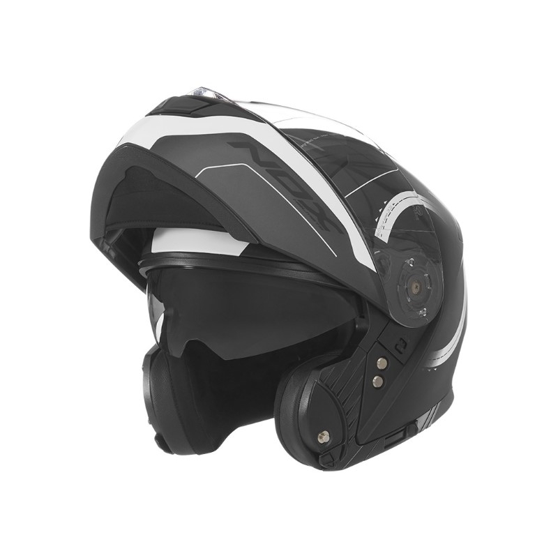 Motociklistička kaciga na preklop NOX N965 Peak crno-bijela