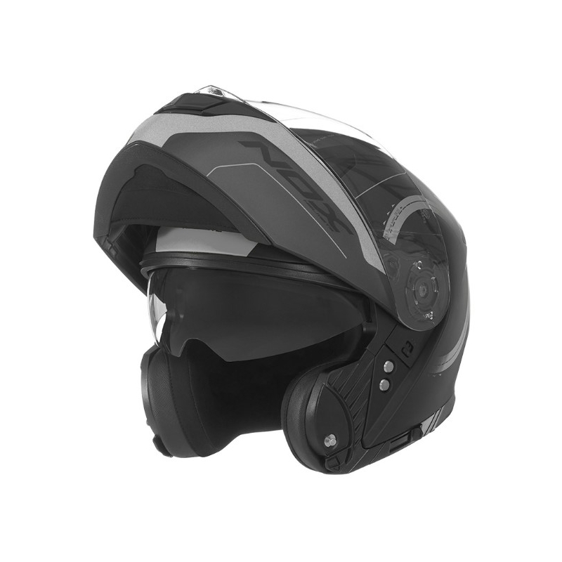 Motociklistička kaciga na preklop NOX N965 Peak crno-srebrna