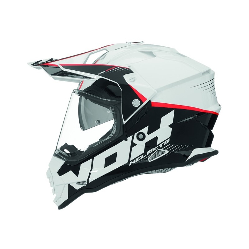 Enduro kaciga NOX N312 Crow bijelo-crno-crvena