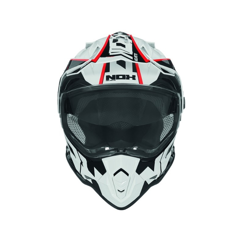 Enduro kaciga NOX N312 Crow bijelo-crno-crvena