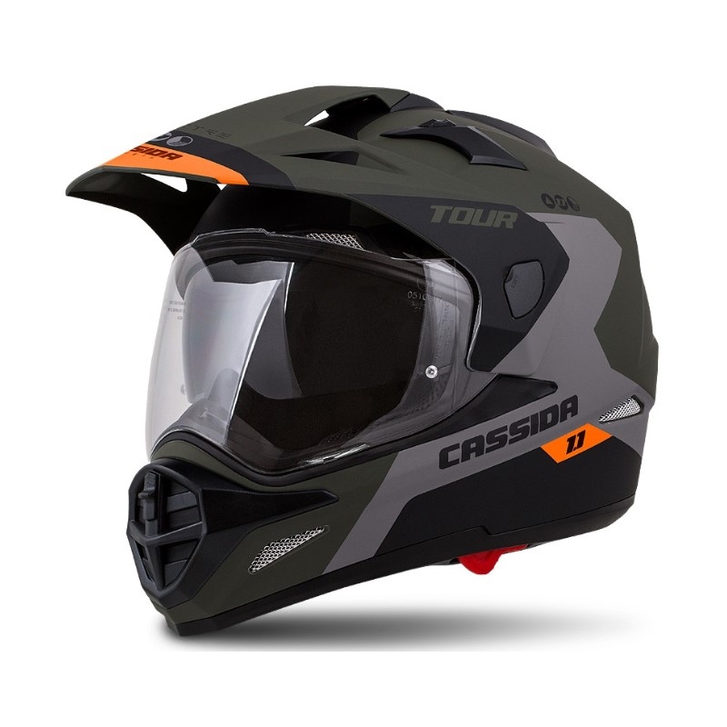 Enduro kaciga Cassida Tour 1.1 Spectre crna-siva-zelena-fluo narančasta rasprodaja